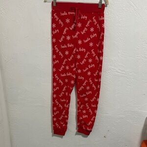 Women’s Red 'Santa Baby' Xmas Pajama Pants Polyester Size Large
